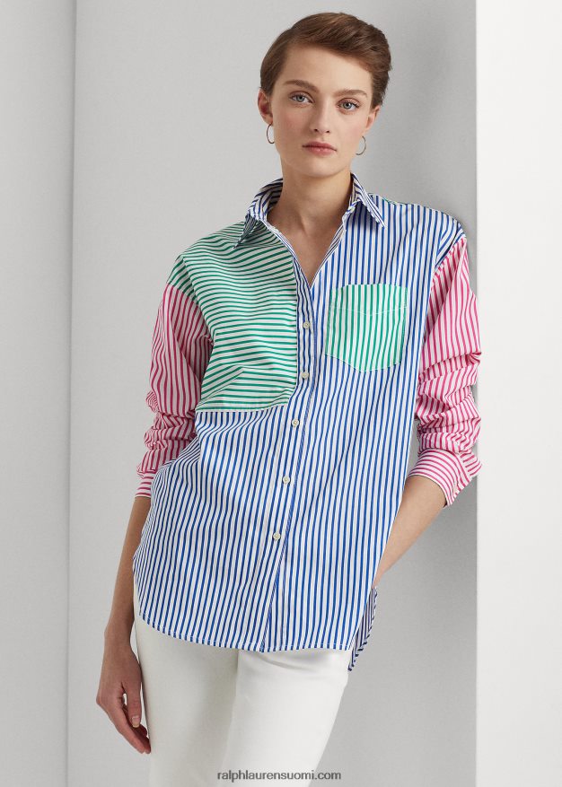 Ralph Lauren naiset raidallinen puuvillakankainen paita 0Z24ZR3872 sininen/valkoinen multi