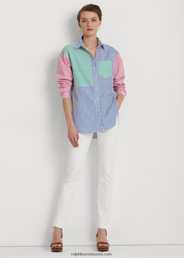 Ralph Lauren naiset raidallinen puuvillakankainen paita 0Z24ZR4348 sininen/valkoinen multi