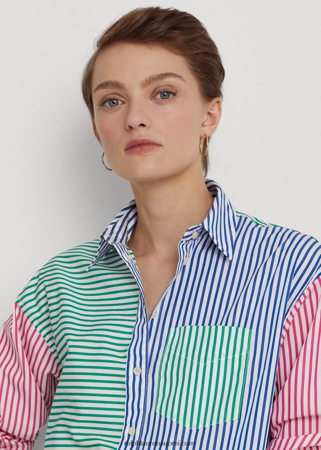 Ralph Lauren naiset raidallinen puuvillakankainen paita 0Z24ZR4348 sininen/valkoinen multi