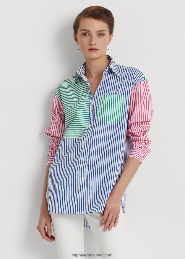 Ralph Lauren naiset raidallinen puuvillakankainen paita 0Z24ZR4348 sininen/valkoinen multi