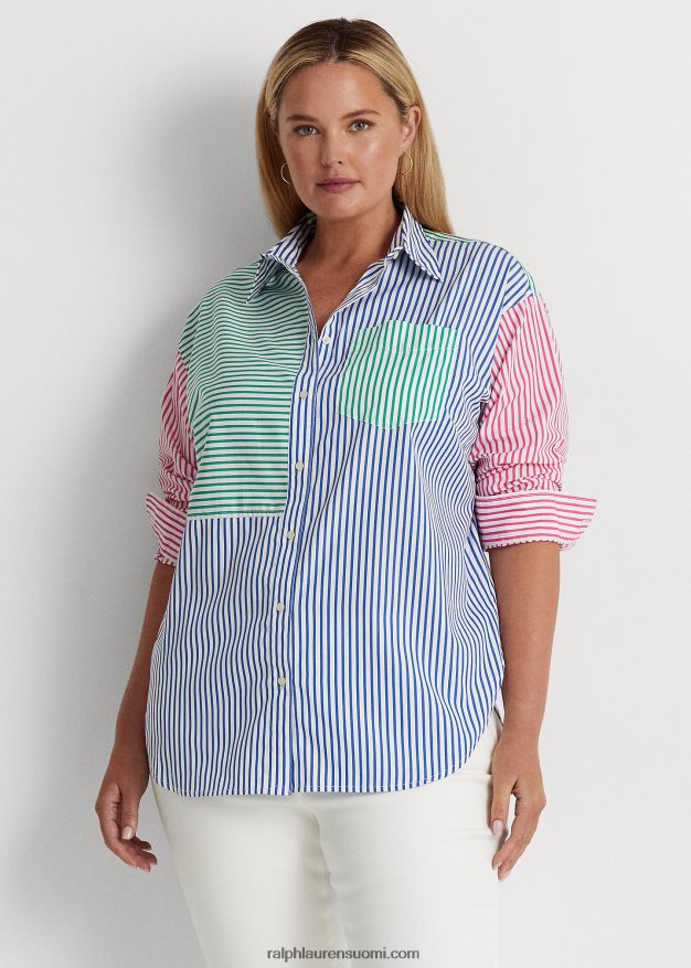 Ralph Lauren naiset raidallinen puuvillakankainen paita 0Z24ZR4566 sininen/valkoinen multi