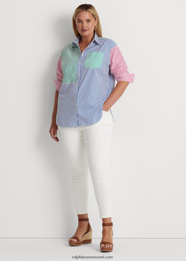 Ralph Lauren naiset raidallinen puuvillakankainen paita 0Z24ZR4566 sininen/valkoinen multi