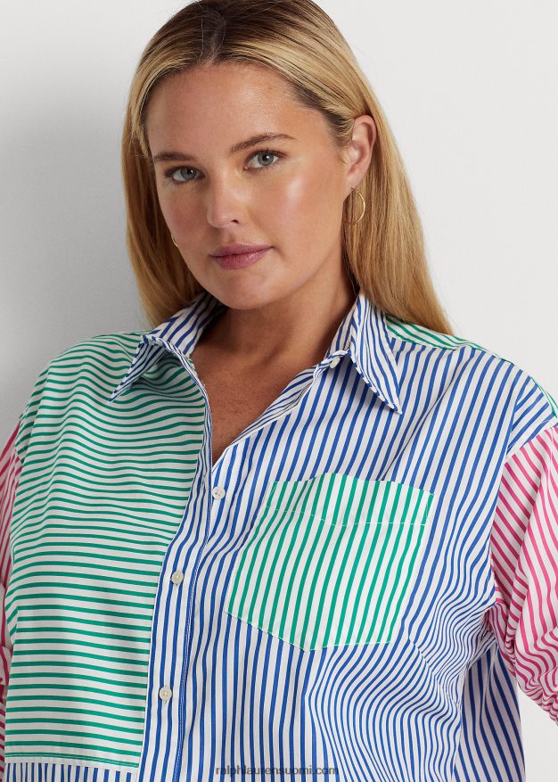 Ralph Lauren naiset raidallinen puuvillakankainen paita 0Z24ZR4566 sininen/valkoinen multi