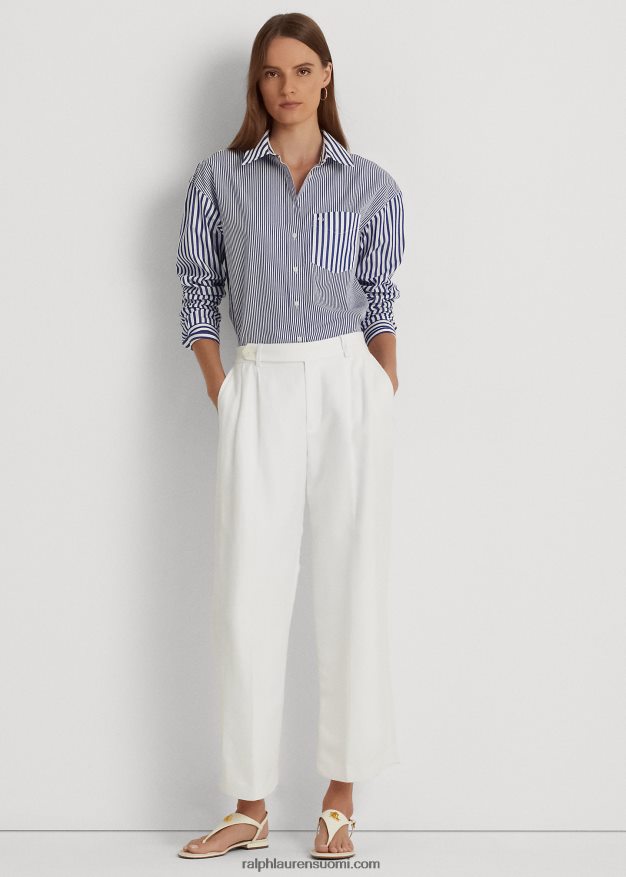 Ralph Lauren naiset raidallinen puuvillakankainen paita 0Z24ZR4862 sinivalkoinen