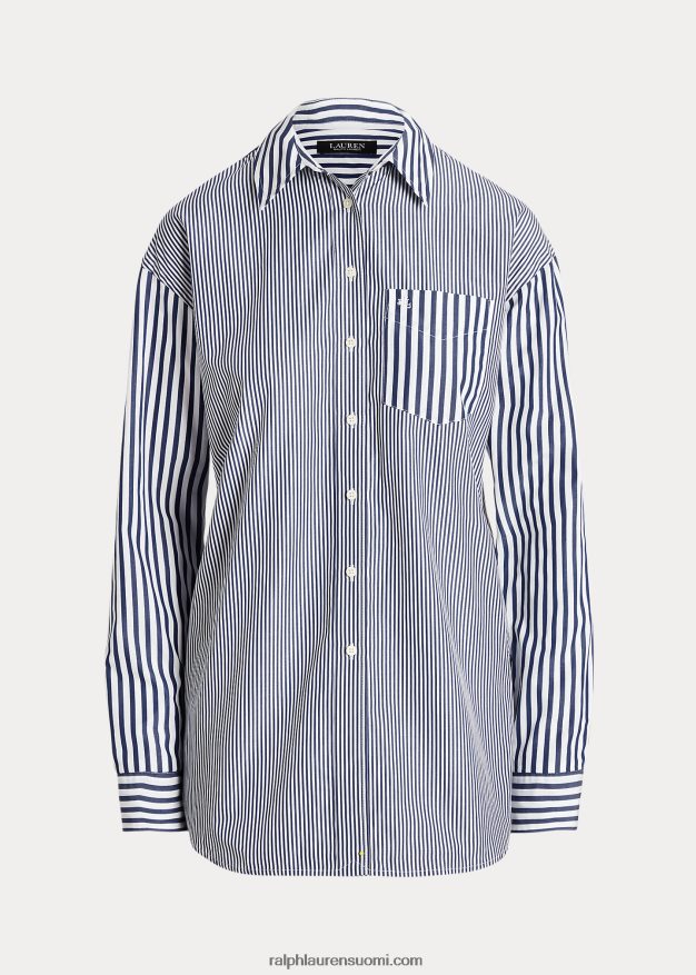 Ralph Lauren naiset raidallinen puuvillakankainen paita 0Z24ZR9569
