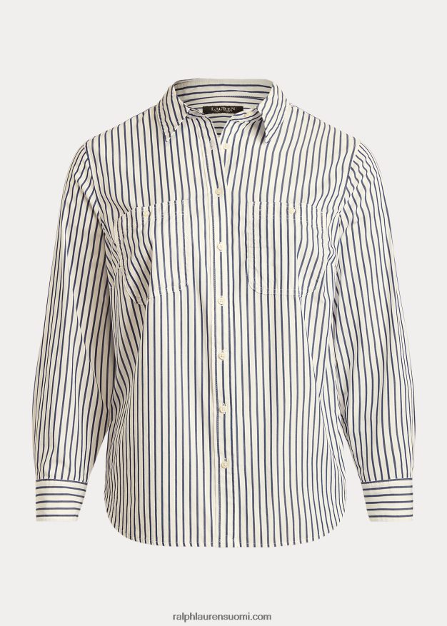 Ralph Lauren naiset raidallinen puuvillapaita 0Z24ZR4727 vaaleansininen