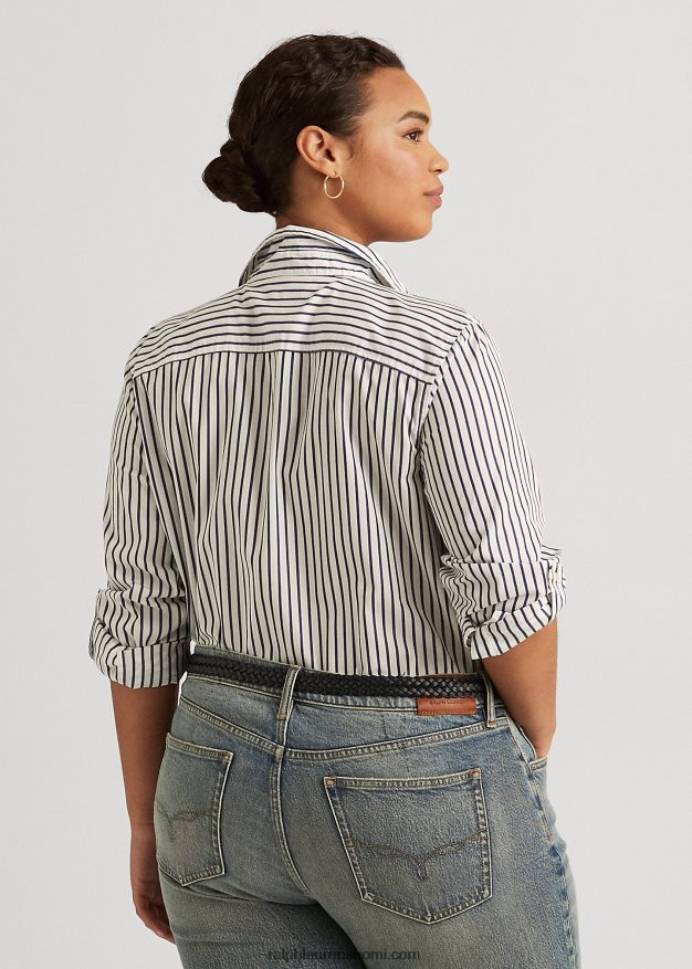 Ralph Lauren naiset raidallinen puuvillapaita 0Z24ZR4727 vaaleansininen