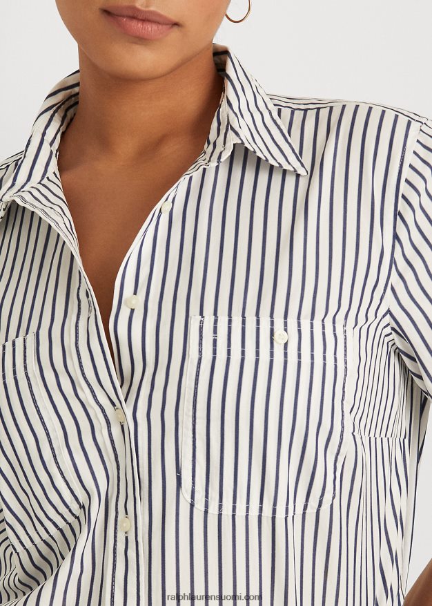 Ralph Lauren naiset raidallinen puuvillapaita 0Z24ZR4727 vaaleansininen