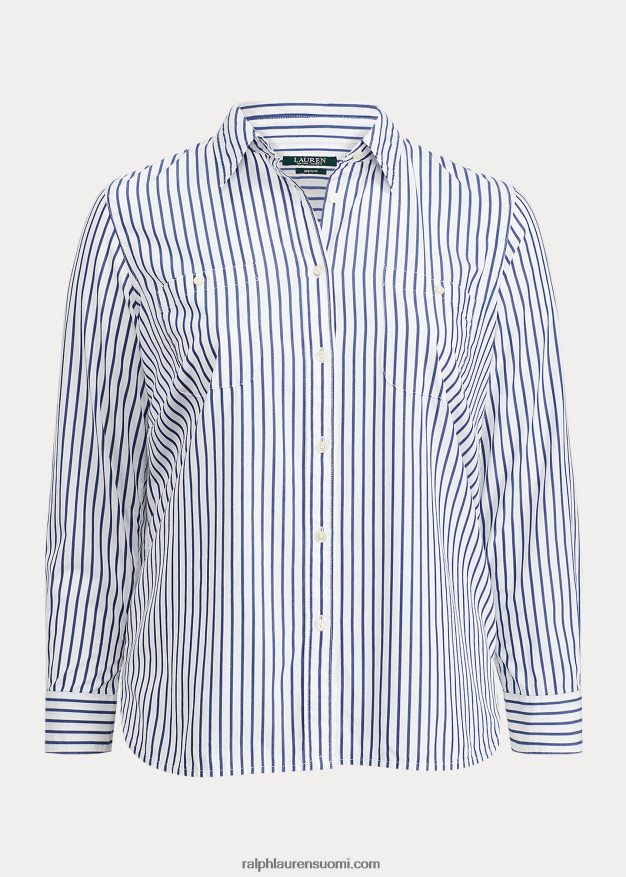 Ralph Lauren naiset raidallinen puuvillapaita 0Z24ZR4737 valkoinen/indigo