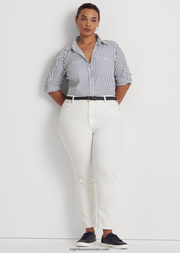 Ralph Lauren naiset raidallinen puuvillapaita 0Z24ZR4737 valkoinen/indigo