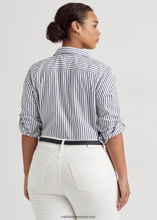 Ralph Lauren naiset raidallinen puuvillapaita 0Z24ZR4737 valkoinen/indigo