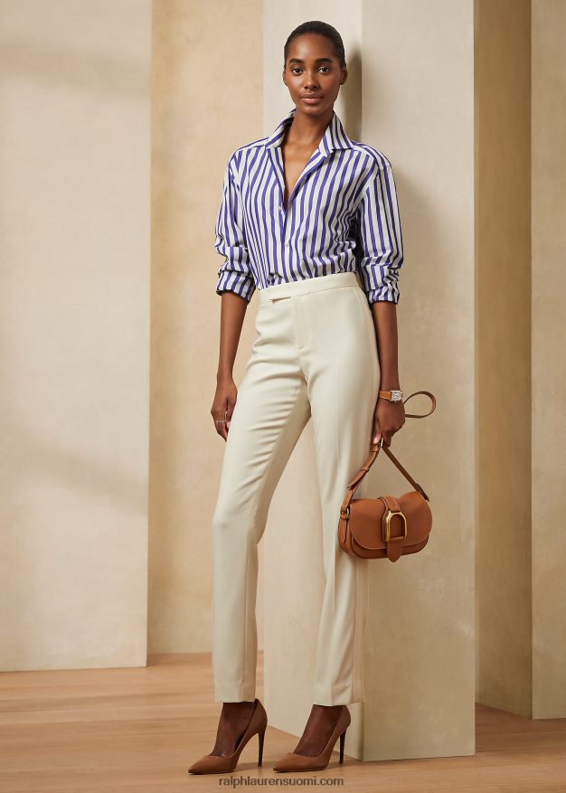 Ralph Lauren naiset raidallinen puuvillapaita 0Z24ZR9336 valkoinen/klassinen sininen