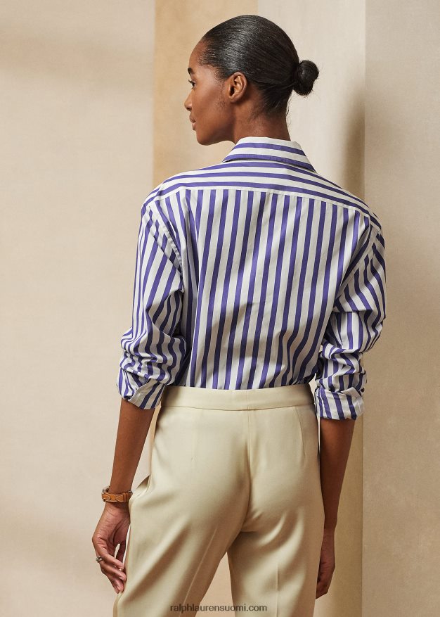 Ralph Lauren naiset raidallinen puuvillapaita 0Z24ZR9336 valkoinen/klassinen sininen