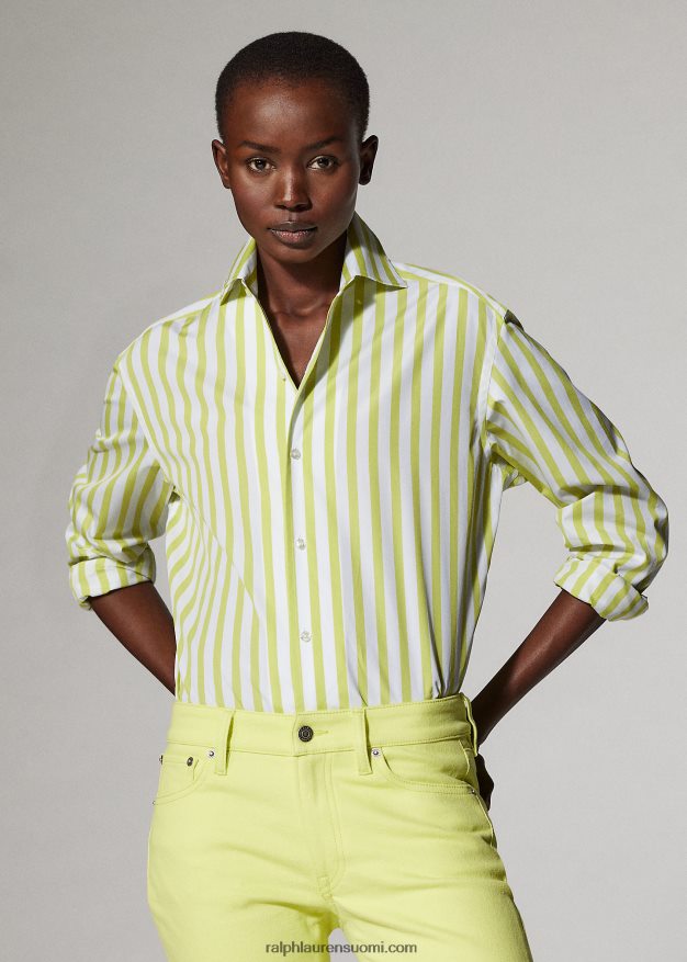 Ralph Lauren naiset raidallinen puuvillapaita 0Z24ZR9340 sitruuna/valkoinen