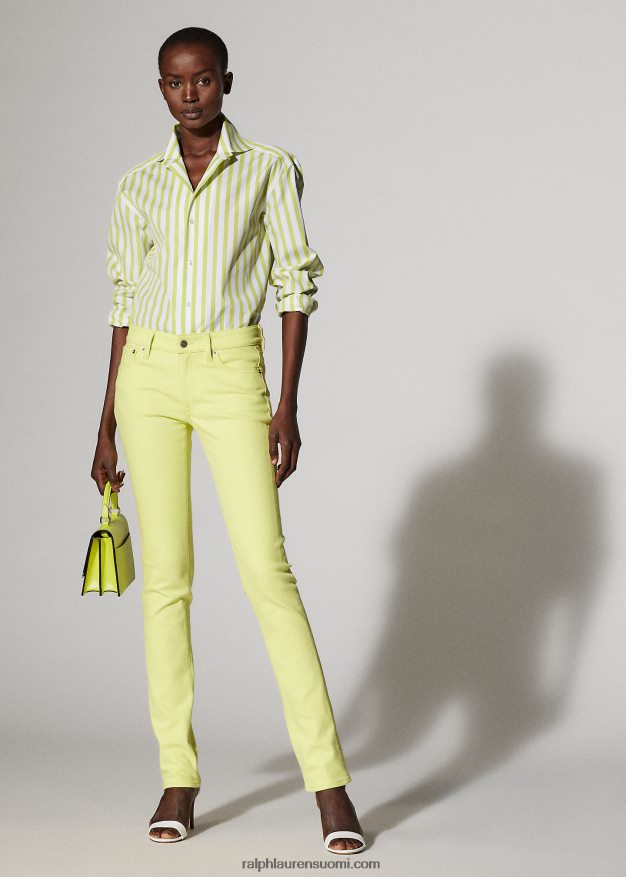 Ralph Lauren naiset raidallinen puuvillapaita 0Z24ZR9340 sitruuna/valkoinen