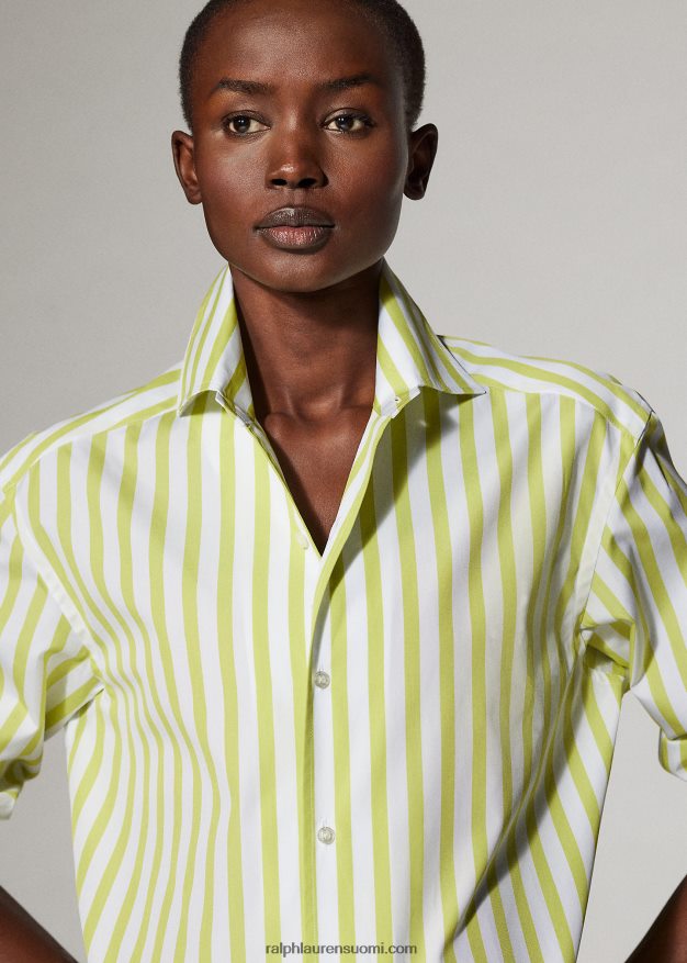 Ralph Lauren naiset raidallinen puuvillapaita 0Z24ZR9340 sitruuna/valkoinen