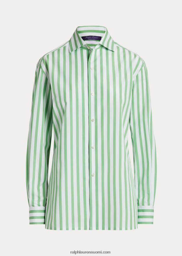 Ralph Lauren naiset raidallinen puuvillapaita 0Z24ZR9341 minttu/valkoinen