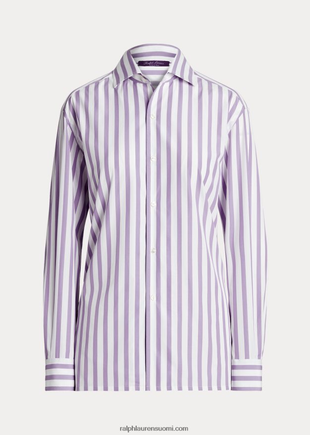 Ralph Lauren naiset raidallinen puuvillapaita 0Z24ZR9344 lila/valkoinen