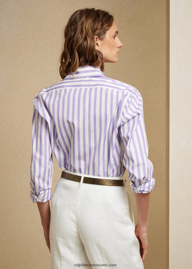 Ralph Lauren naiset raidallinen puuvillapaita 0Z24ZR9344 lila/valkoinen