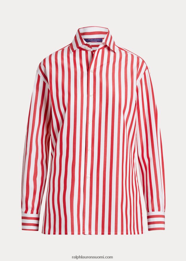 Ralph Lauren naiset raidallinen puuvillapaita 0Z24ZR9346 punainen/valkoinen