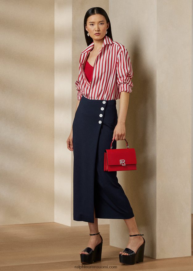 Ralph Lauren naiset raidallinen puuvillapaita 0Z24ZR9346 punainen/valkoinen