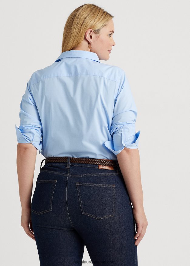 Ralph Lauren naiset rautamaton joustava puuvillapaita 0Z24ZR4724 sininen