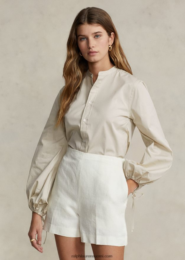 Ralph Lauren naiset rennon istuvuuden puuvillapusero-hihainen paita 0Z24ZR2986 perushiekka