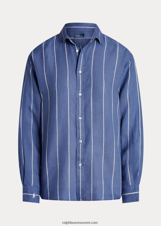 Ralph Lauren naiset rento istuvuus raidallinen pellavapaita 0Z24ZR3049 sininen/valkoinen raita