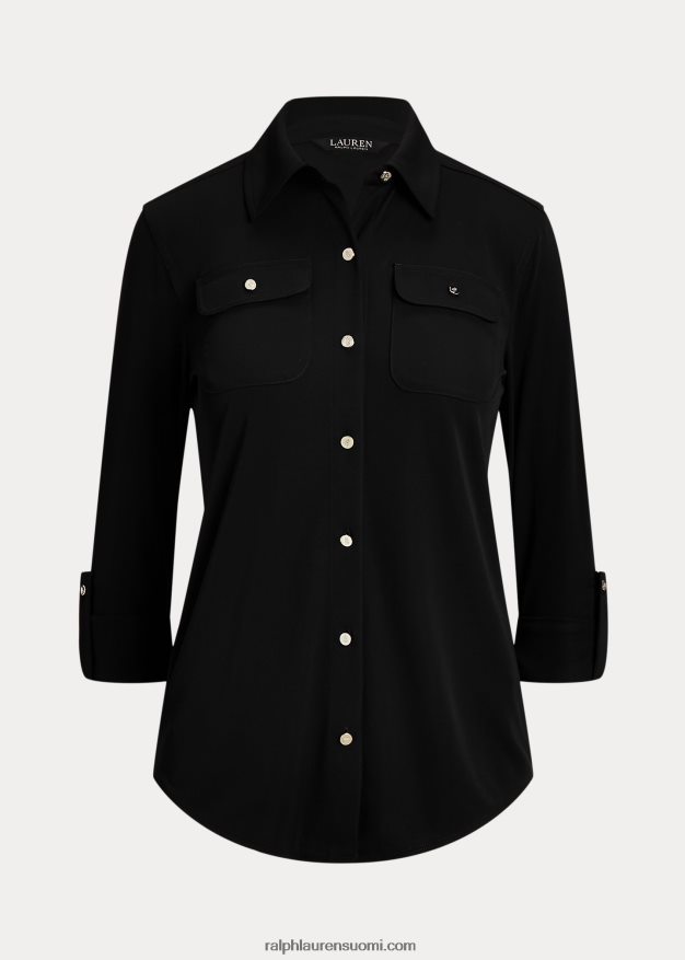 Ralph Lauren naiset roll-tab-hihainen paita 0Z24ZR9154 musta