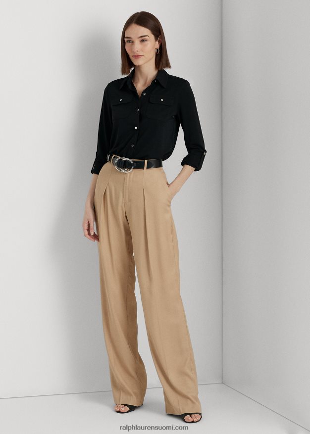 Ralph Lauren naiset roll-tab-hihainen paita 0Z24ZR9154 musta