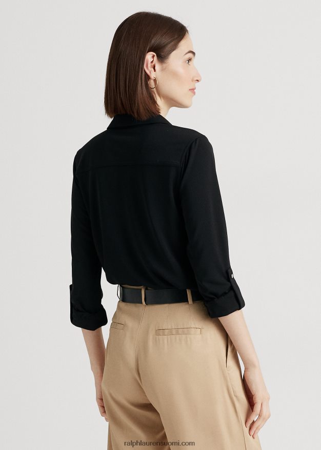 Ralph Lauren naiset roll-tab-hihainen paita 0Z24ZR9154 musta
