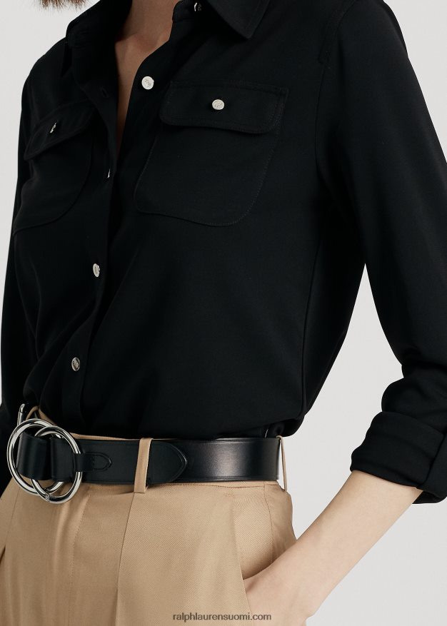 Ralph Lauren naiset roll-tab-hihainen paita 0Z24ZR9154 musta