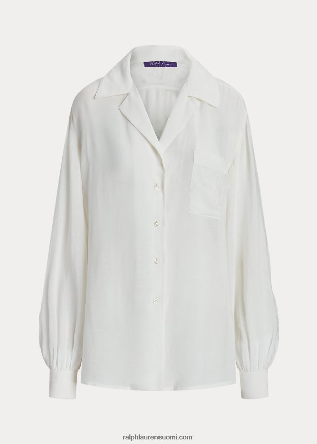Ralph Lauren naiset roslin pellava voile paita 0Z24ZR3551 luonnonvalkoinen