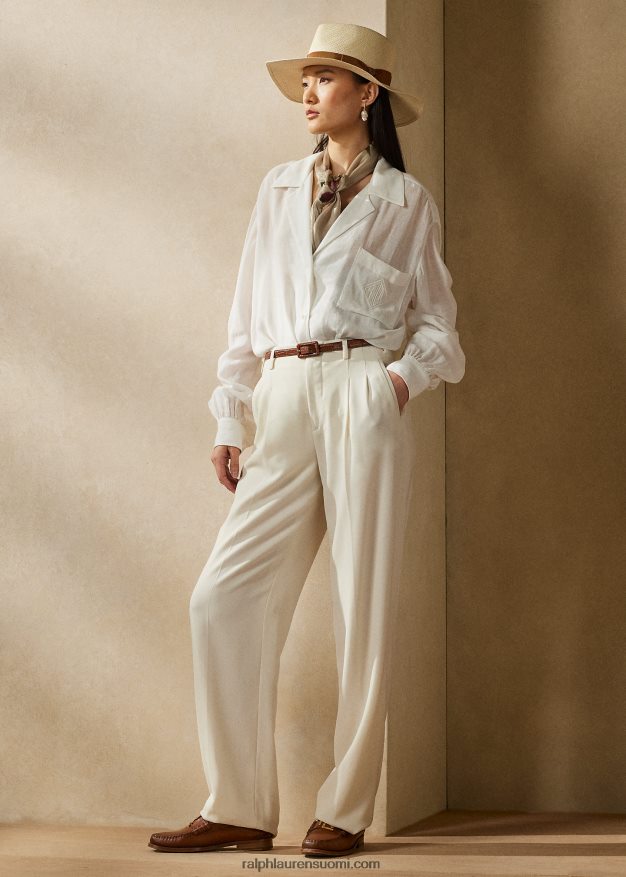 Ralph Lauren naiset roslin pellava voile paita 0Z24ZR3551 luonnonvalkoinen