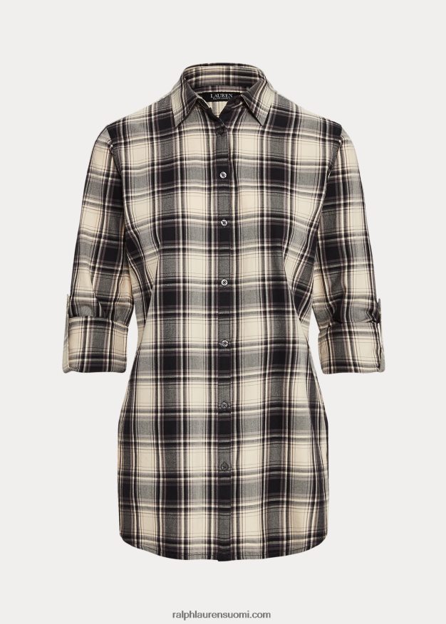 Ralph Lauren naiset ruudullinen puuvillatvillipaita 0Z24ZR9591