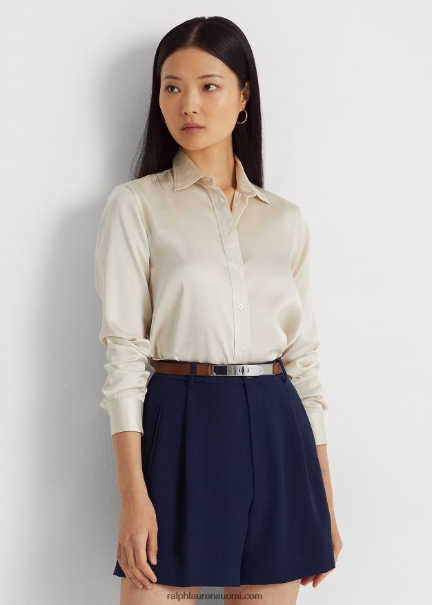 Ralph Lauren naiset satiini charmeuse paita 0Z24ZR3980 mascarpone-kermaa