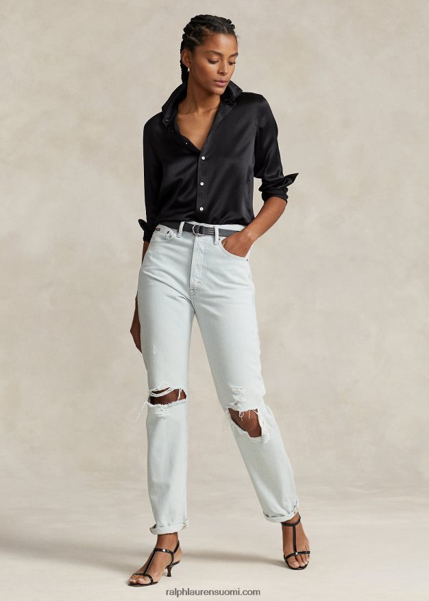 Ralph Lauren naiset silkki charmeuse paita 0Z24ZR3282 musta