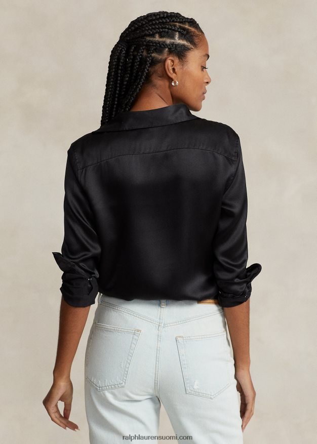 Ralph Lauren naiset silkki charmeuse paita 0Z24ZR3282 musta