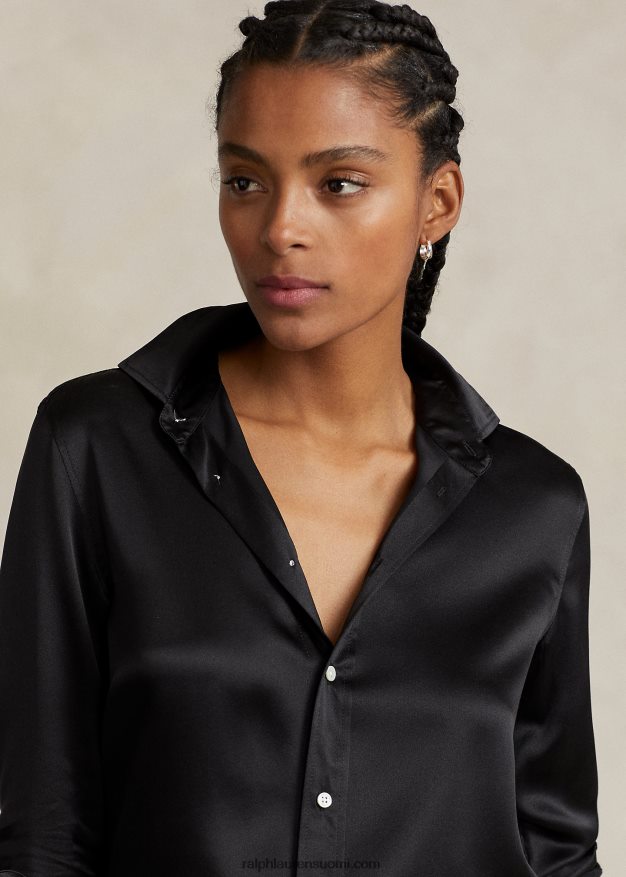 Ralph Lauren naiset silkki charmeuse paita 0Z24ZR3282 musta