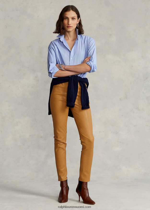 Ralph Lauren naiset suora istuva puuvillapopliinipaita 0Z24ZR3280 klassinen keskisininen