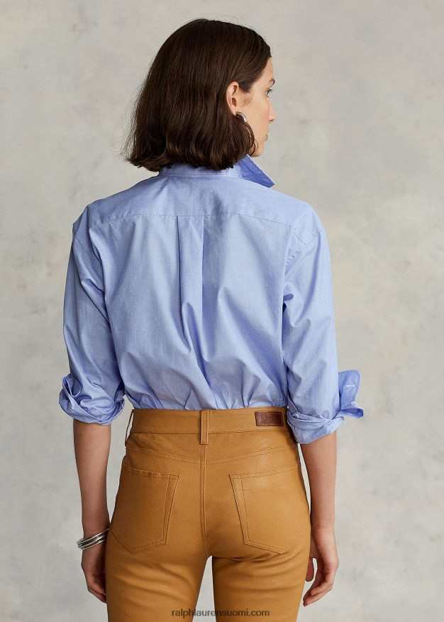 Ralph Lauren naiset suora istuva puuvillapopliinipaita 0Z24ZR3280 klassinen keskisininen