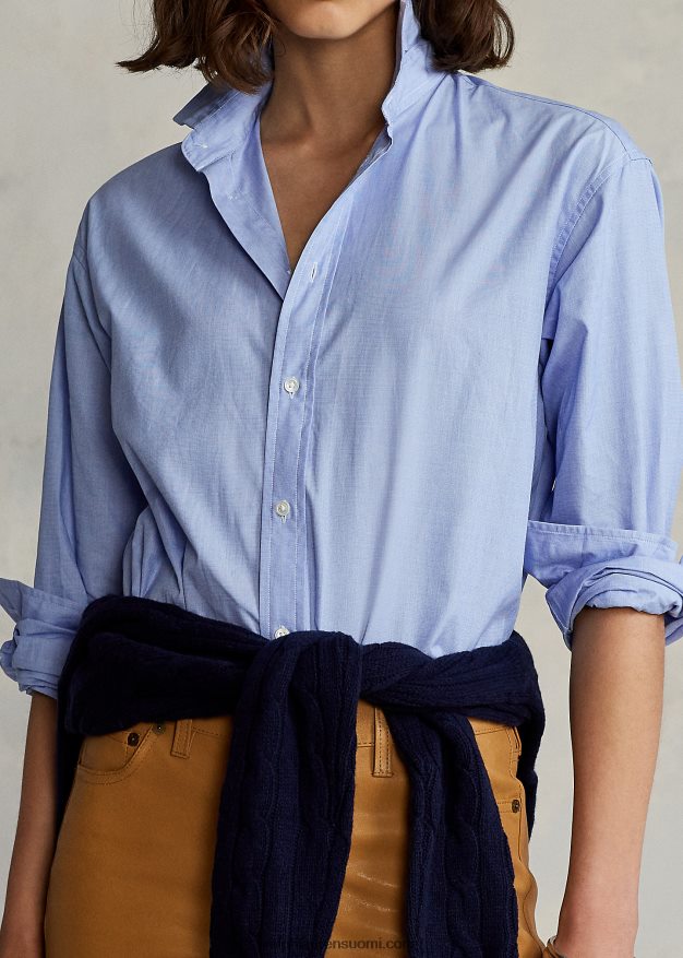 Ralph Lauren naiset suora istuva puuvillapopliinipaita 0Z24ZR3280 klassinen keskisininen