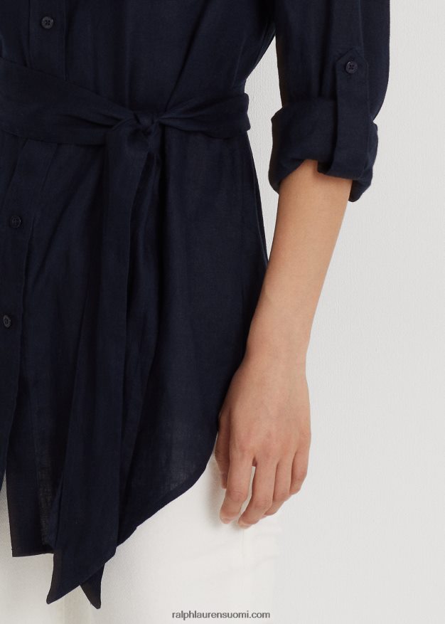 Ralph Lauren naiset vyöllinen pellavapaita 0Z24ZR4424 laivasto
