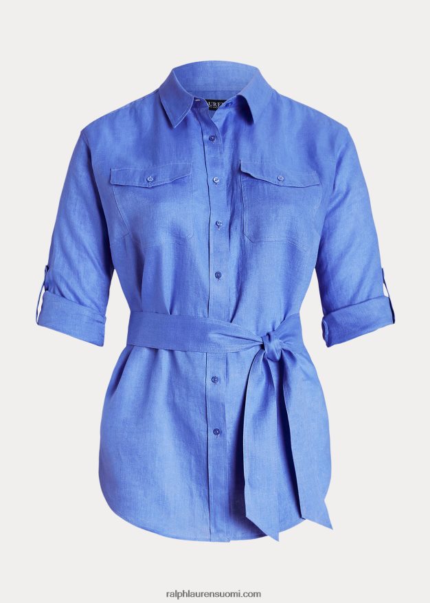 Ralph Lauren naiset vyöllinen pellavapaita 0Z24ZR4631 sininen sumu