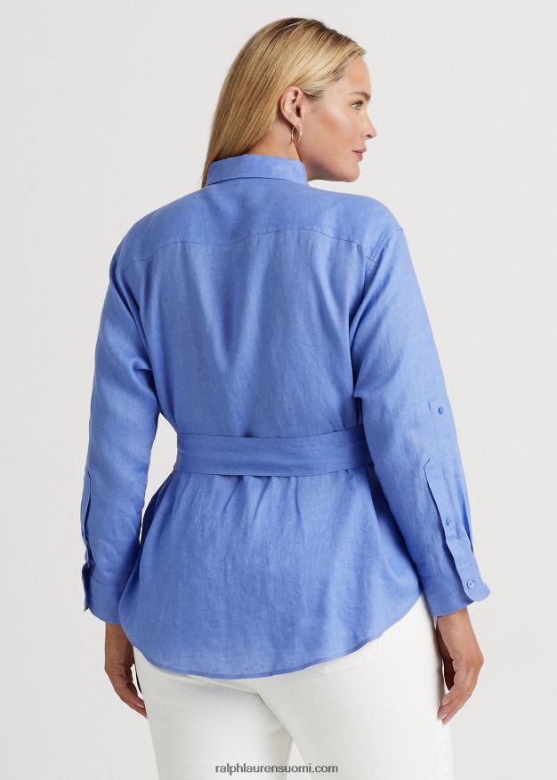 Ralph Lauren naiset vyöllinen pellavapaita 0Z24ZR4631 sininen sumu
