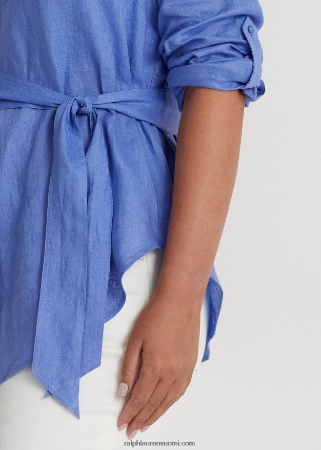 Ralph Lauren naiset vyöllinen pellavapaita 0Z24ZR4631 sininen sumu