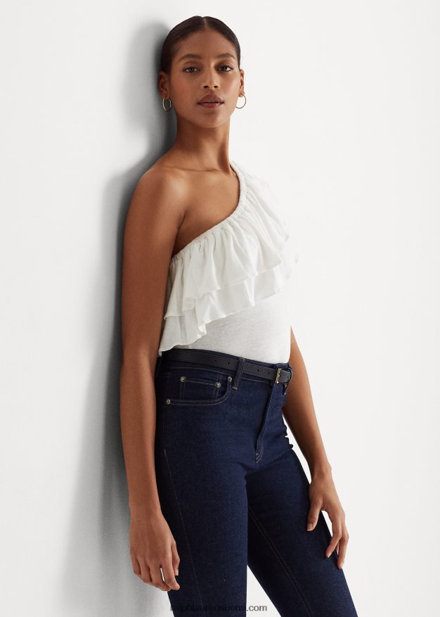 Ralph Lauren naiset jersey toppi olkapäällä 0Z24ZR3878 valkoinen