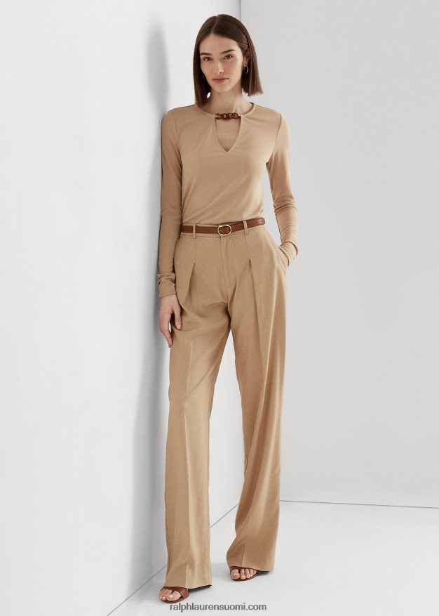 Ralph Lauren naiset ketjureunainen stretch-jerseytoppi 0Z24ZR4304 koivunrusketus