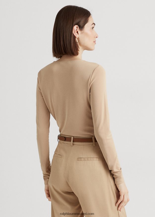 Ralph Lauren naiset ketjureunainen stretch-jerseytoppi 0Z24ZR4304 koivunrusketus