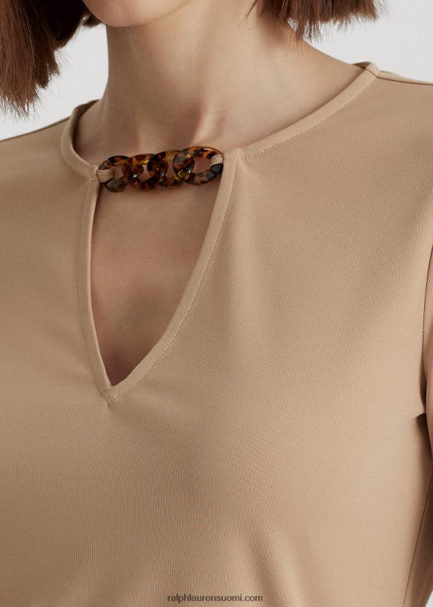 Ralph Lauren naiset ketjureunainen stretch-jerseytoppi 0Z24ZR4304 koivunrusketus